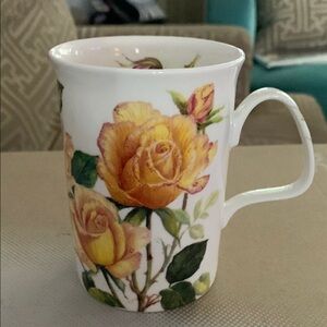 Yellow and White Botanical Mug for Dining